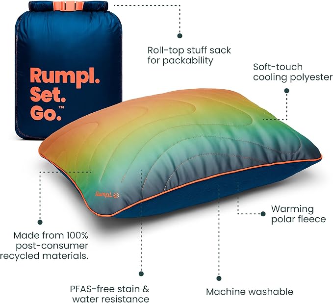 Rumpl Camp Pillow - Packable, Adjustable Comfort for Outdoors and Travel, Baja Fade