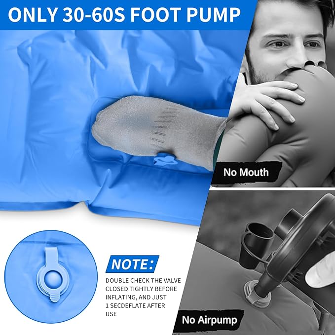 SEVNPRIME 78in x 29in x 5in Camping Sleeping Pad, Upgraded Durable Waterproof Compact Traveling Air Mattress, Built-in Foot Pump, Ultralight Inflatable Sleeping Mat for Backpacking, Hiking