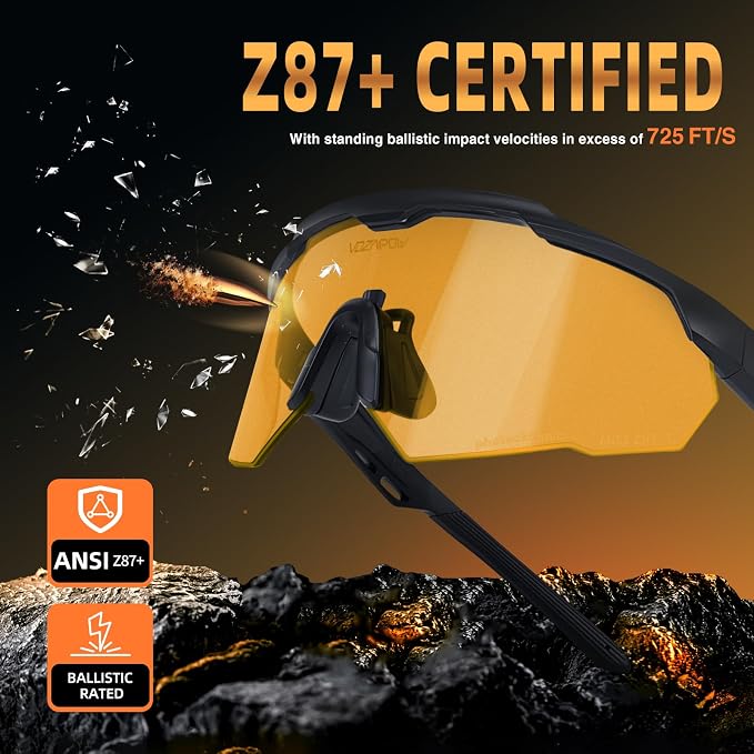 Shooting Glasses Anti Fog with High Definition Lenses, ANSI Z87+ Certified Tactical Safety Glasses for Men Women