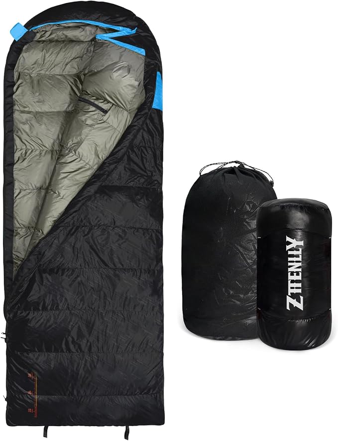 Ultimate 4-Season Down Sleeping Bag for Adults - Lightweight & Compact, 550/600 FP, 0°F to 30°F for Backpacking, Camping & Hiking