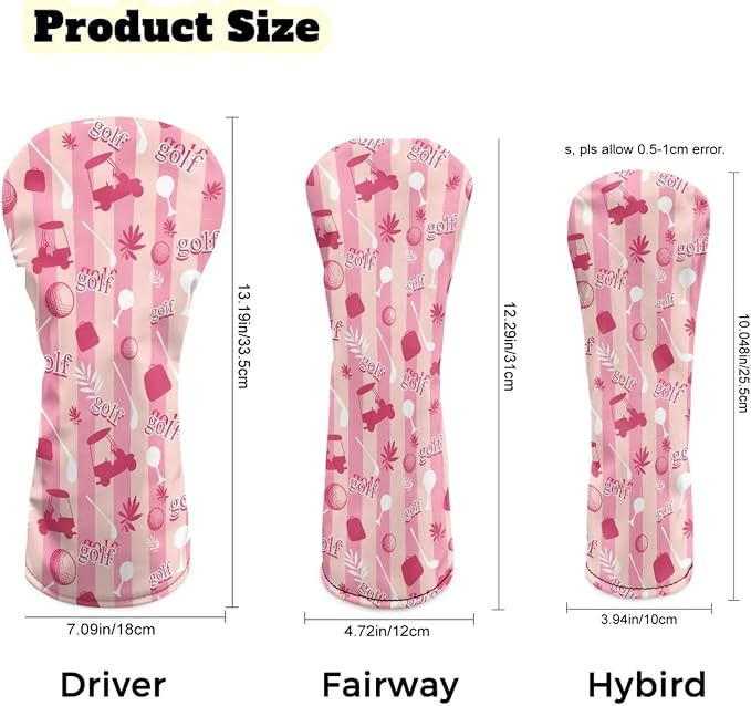 Rnyleeg Golf Club Head Covers for Women Driver Head Cover Leather Fairway Wood Headcover Hybrid Headcovers for Golf Clubs