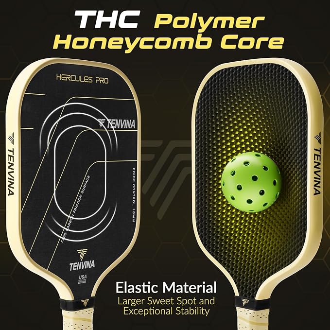 TENVINA Pickleball Paddles, Thermoformed T700SC Carbon Fiber Pickleball Paddle, Pickle Ball Paddle USAPA Approved with Dominant Power and Larger Sweet Spot