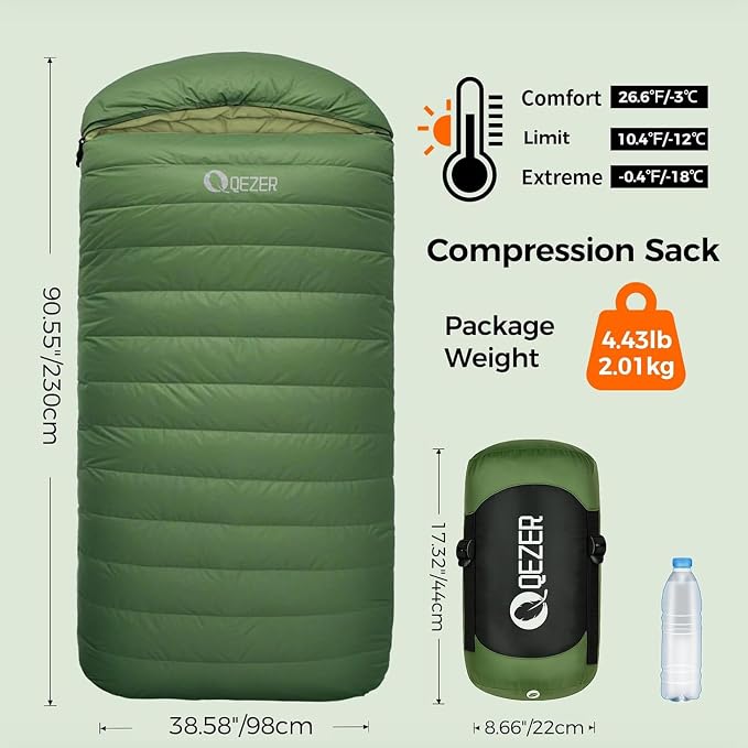XL Sleeping Bag-600 Fill Power Down Sleeping Bag for Adults, Ultralight Ideal for Backpacking, Camping, Hiking