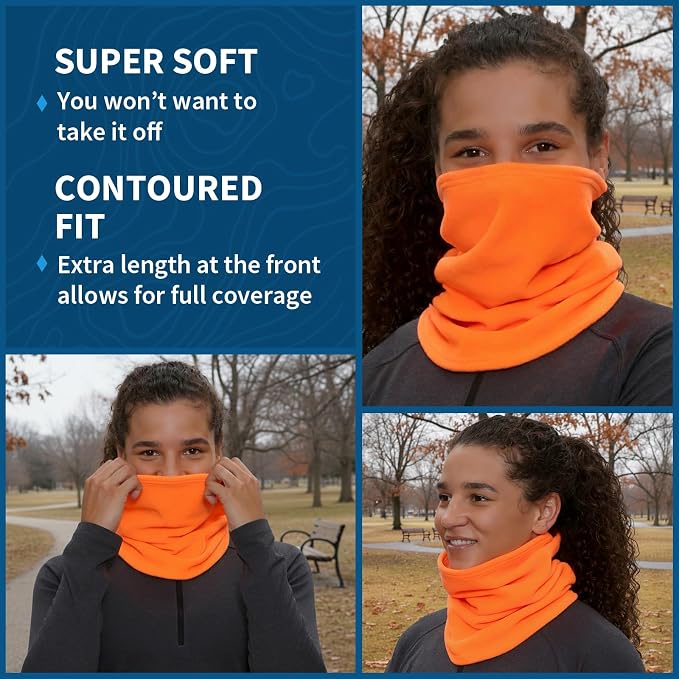 Hunter Orange Winter Running Set: Reflective Beanie + Micro-Fleece Neck Gaiter