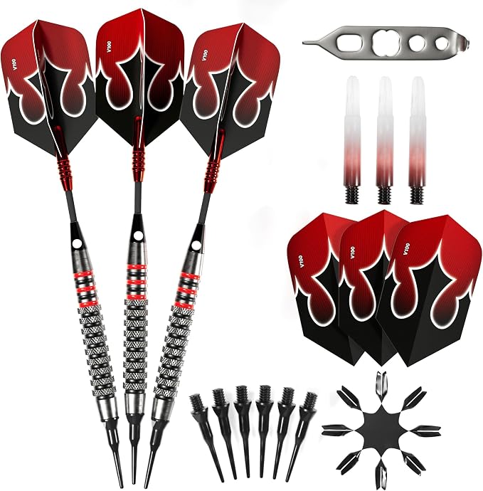 Viper Shot King Soft Tip Darts, 80% Tungsten 20 Grams, Professional Darts Plastic Tip Dart Set for Electronic Dartboard, Includes Nomad Case and Dart Accessories