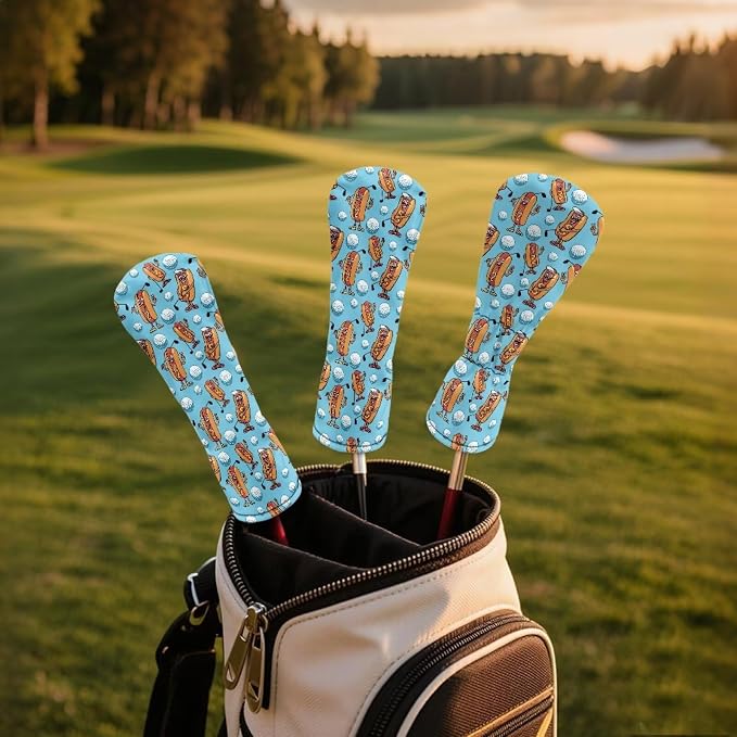 Rnyleeg Golf Club Head Covers for Women Driver Head Cover Leather Fairway Wood Headcover Hybrid Headcovers for Golf Clubs