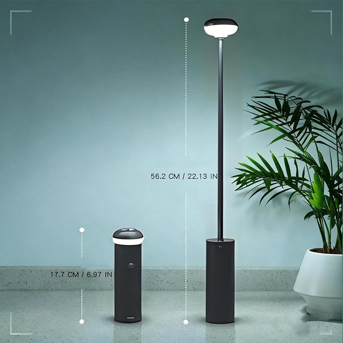Ultralight Telescopic Camping Lights, Rechargable 5000 mAh Battery Camping Lantarn with Magnetic, IPX65 Waterproof Portable Outdoor Lights for Hiking, Travel, Picnic, Yard (Grey)
