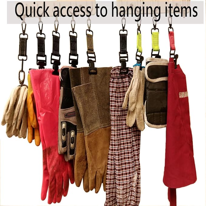 ZHIRONGFA Firefighter Glove Clip Multipurpose Webbing Industrial Glove Clamp/Keeps Gloves Organized & Handy/Golf, Yard Work Fireftihting Accessories/Safety Gear 5 /set 6 Inch (Black)