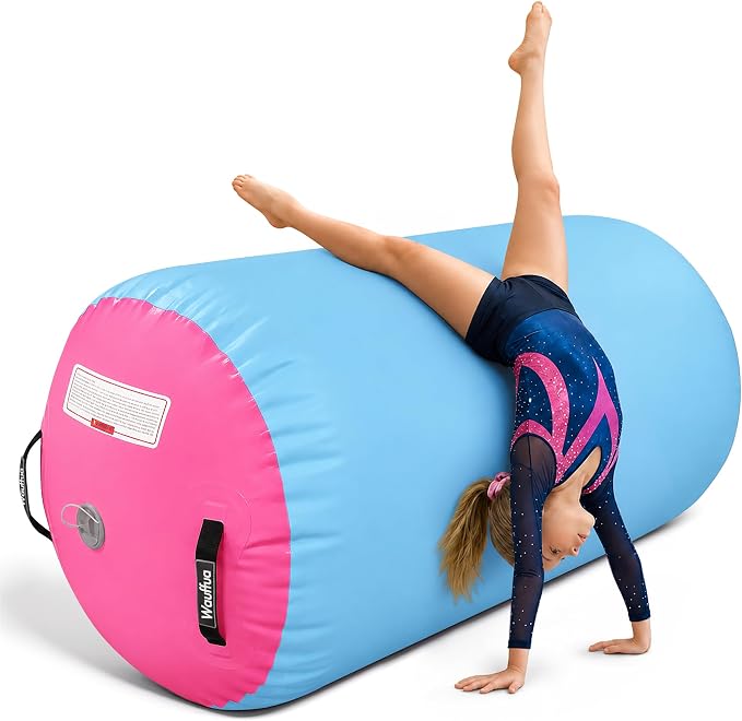 Gymnastic Air Barrel, Inflatable Tumble Track, Tumbling Mat, Roller Octagon Trainer for Back Handspring and Back-bend for Home, Gym, No Pump