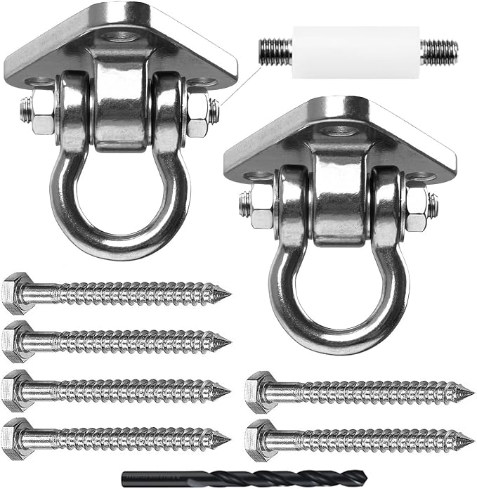 2 Bearing Swing Hangers Heavy Duty 304 Stainless Steel 1500LB Capacity Swing Set Hardware180° for Yoga Porch Swing Seat Sandbag, Gym