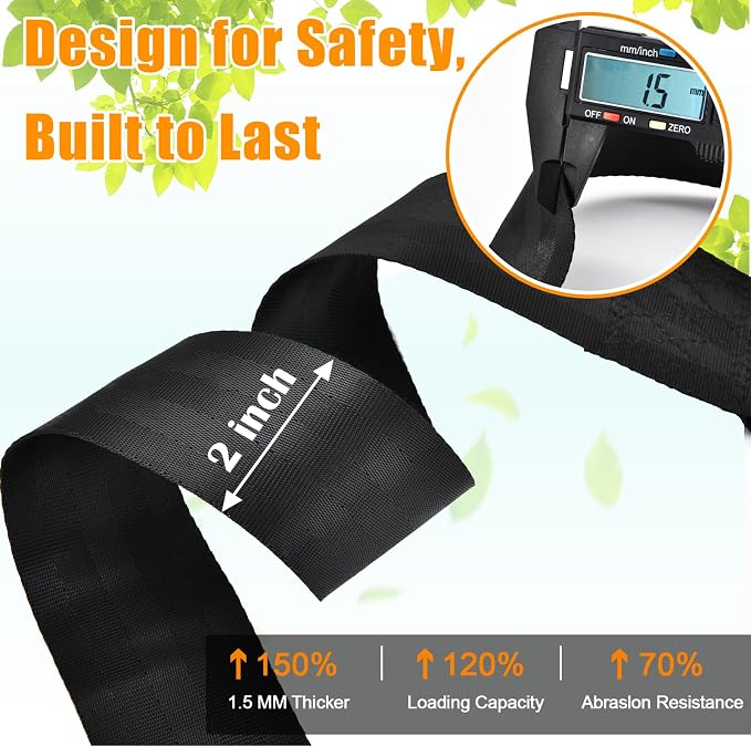 Tree Swing Hanging Kit, 10ft Swing Straps with Safer Carabiners, 360 Degree Swivel and Tree Protection Pads, Swing Set Accessories, Easy Installation