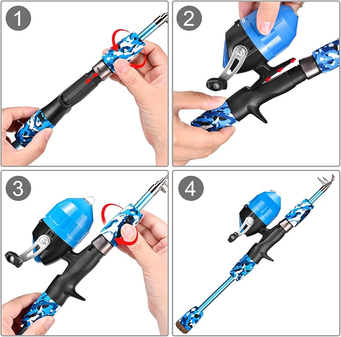ODDSPRO Kids Fishing Pole - Portable Telescopic Kids Fishing Rod and Reel Combo Kit - with Spincast Fishing Reel Tackle Box for Girls, Youth
