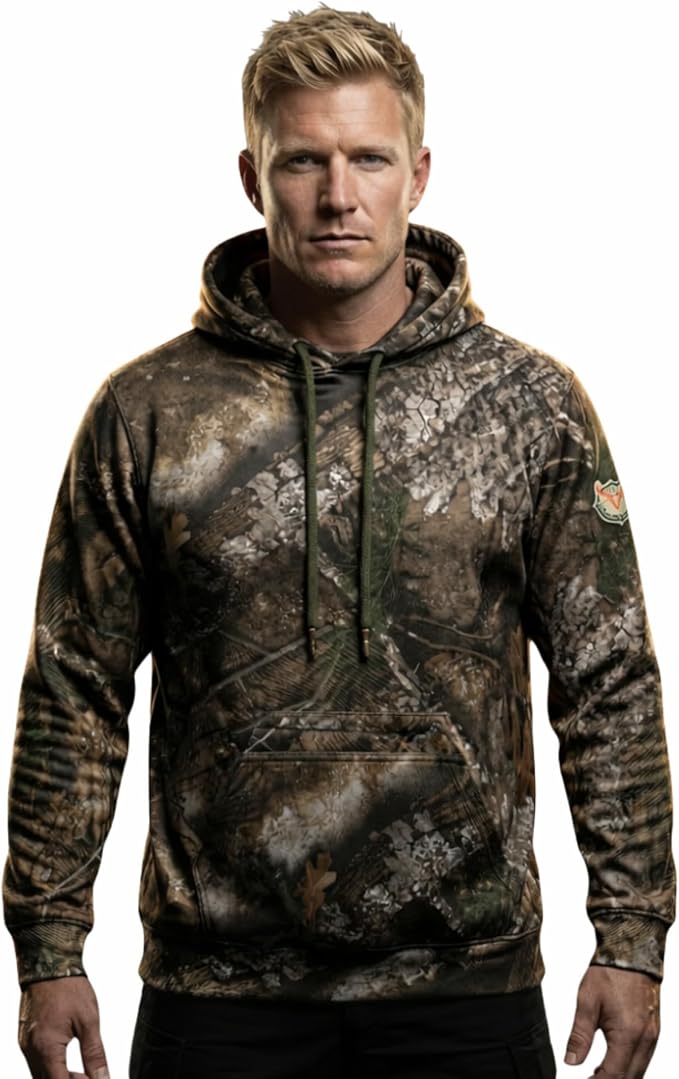 Bell Rangers Realtree APX Camo Hoodie Men & Women - Premium Fleece Hunting Gear with Zippered Pocket