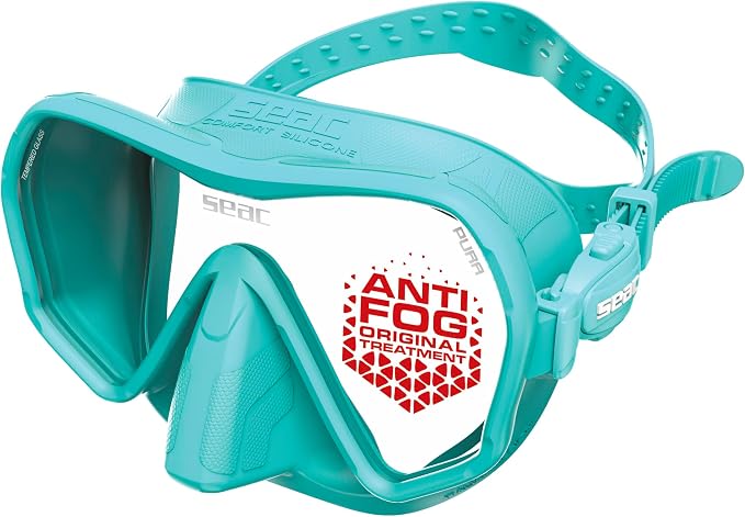SEAC Pura – Frameless Single-Lens Silicone Diving Mask | Antifog Low Volume Mask for Diving and Snorkeling with 3D Buckle