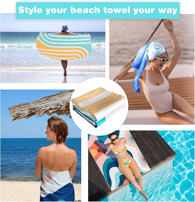 PY SUPER MODE 2 Pack Beach Towel - 75 x 35 inches Quick Dry Microfiber Beach Towels Oversized, Lightweight Soft and Absorbent Bath Towel Suitable for Swimming Pool Camping for Adults