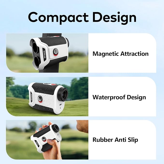 Golf Rangefinder with Slope and Magnetic, 1200/1500 Yards Range Finder Golf, 7X Magnification Flag Lock Vibration, Rechargeable Distance Measurement Device for Golfing Accessories