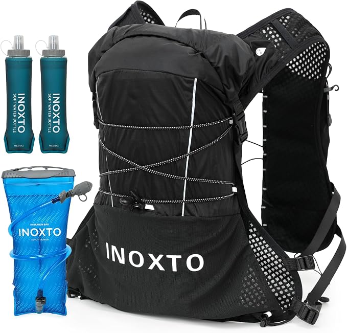 IX INOXTO Running Vest Hydration Backpack, Lightweight Running Backpack Hydration Pack with 1.6L Water Bladder Daypack for Trail Running Hiking Cycling Race Marathon for Women Men