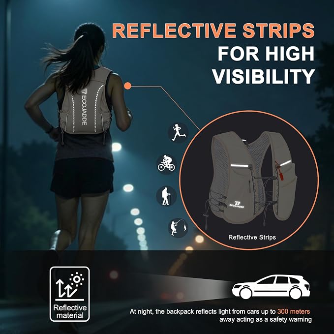 BECOJADDE 5L Running Vest for Women, Hydration Backpack Lightweight & Breathable for Trail Running, Marathon, Hiking, Cycling
