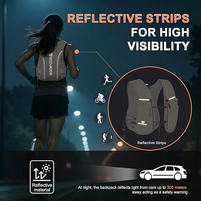 BECOJADDE 5L Running Vest for Women, Hydration Backpack Lightweight & Breathable for Trail Running, Marathon, Hiking, Cycling