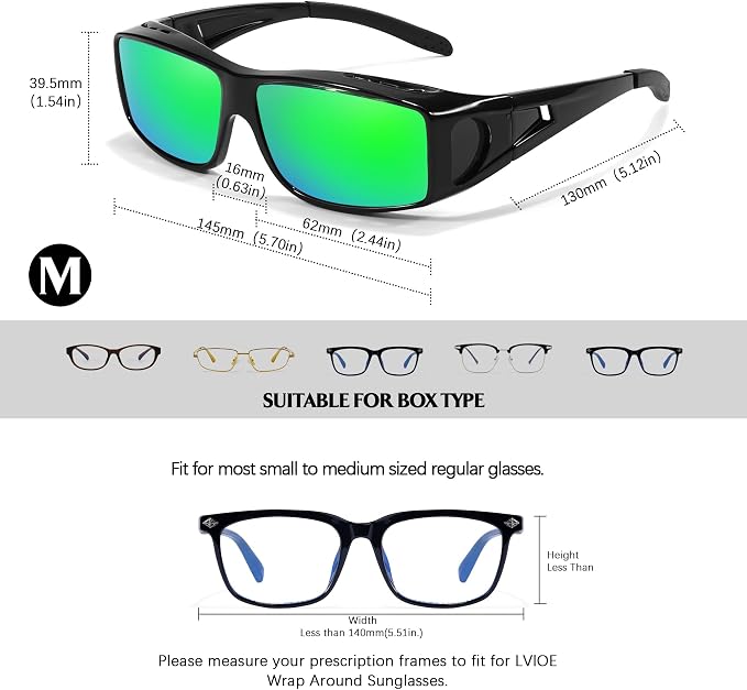 LVIOE Over Glasses Sunglasses Wrap Around Polarized Sunglasses for Men Women Fit Over Prescription Glasses with UV Protection