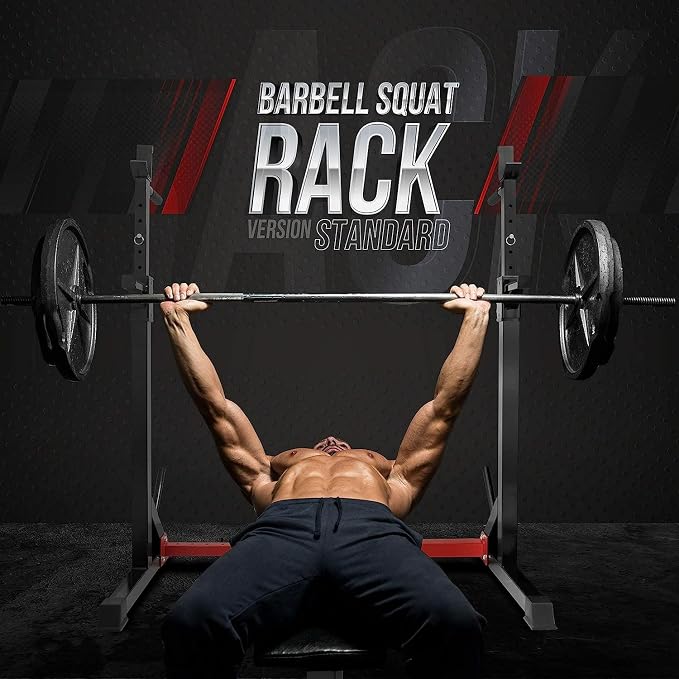 Yes4All Squat Rack for Home Gym, Adjustable Barbell Stand Rack, Multi-Function Weight Lifting, Dip Bar Station, Bench Press Rack Stand, Weight Plate Storage - Capacity Up to 600LBS