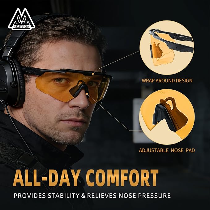 Shooting Glasses Anti Fog with High Definition Lenses, ANSI Z87+ Certified Tactical Safety Glasses for Men Women