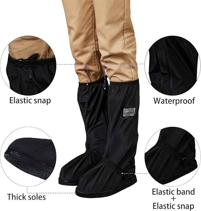 Waterproof Rain Boot Shoe Cover with Reflector Reusable & Foldable