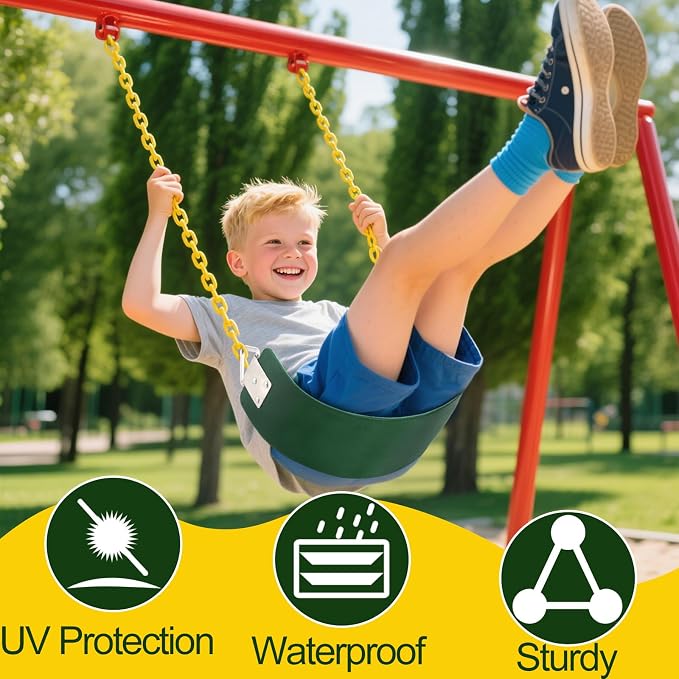 WUWEOT Swing Seat, Replacement Swing with Metal Triangle Ring, Support 250lb Heavy Duty 24 x 6 Inch Outdoor Playground Swingset