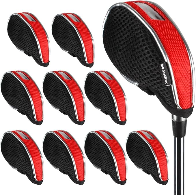 Andux Mesh Golf Iron Club Head Covers Clear Window 10pack | Left and Right Handed