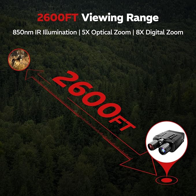 VisioGear Night Vision Binoculars - Eagle Pro 4K Night Vision Goggles for Adults with Upgraded CMOS Sensor, 2600FT Range, 850nm IR Illuminator, 5000mAh Battery, 32GB SD Card, Stealth Black