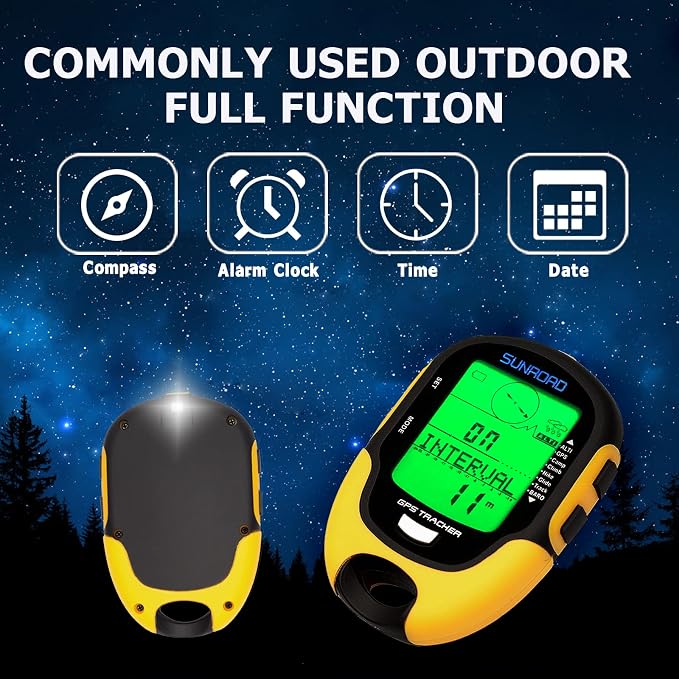 Altimeter GPS Digital Waterproof Outdoor Altitude Pre-Warning Remind Compass Stopwatch Sports -Barometer Weather Forcast Pedometer SUNROAD