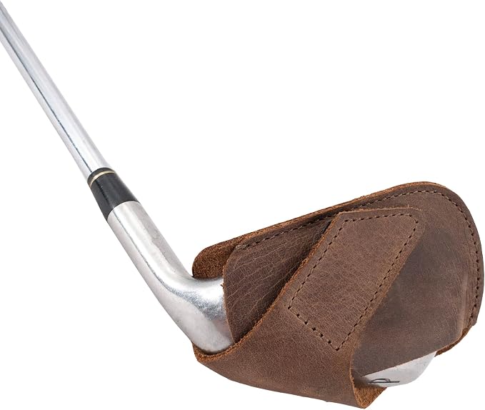 Hide & Drink, Golf Club Headcover Handmade from Full Grain Leather - Durable Iron Head Protector, Compact Accessory, Caddy, Suitable for Outdoor Use - Bourbon Brown