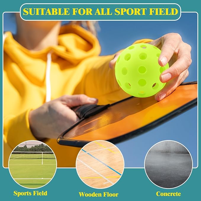 SAYAYA 24/50 Pack Outdoor Pickleball Balls Premium High Visibility Pickleballs Stable Flight & Consistent Bounce 40 Holes Pickle Balls with Mesh Bag for Beginners, Tournaments, Family & Outdoor Play