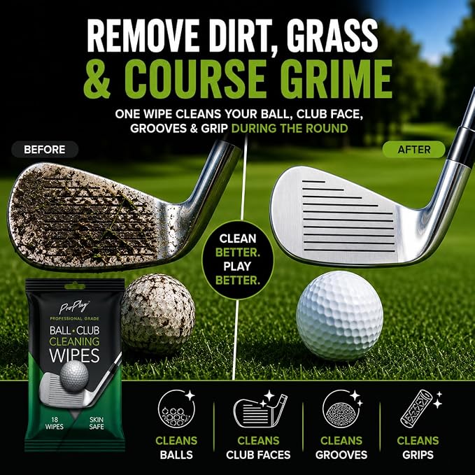 ProPlay Ball & Club Cleaning Wipes | Powerful Cleaner Removes Dirt, Grass, and Sand | Convenient, Resealable Pack - Unscented 24 Pack