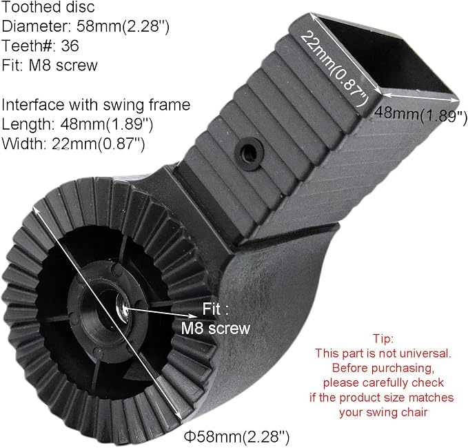 Frame Mounted Connector for Mainstays Oversized Double Zero Gravity Swing, 2.28" Gear with 36 Teeth(1PCS/CTN)