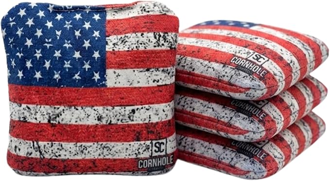 Professional Dual Sided Cornhole Bags- 16 oz 6x6 w/Premium Resin Fill - Official Tournament Slide/Stick Pro Bean Bags - Regulation/Approved