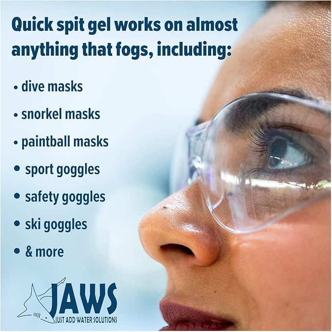 JAWS Spit Anti-Fog Gel Solution Defogger for Snorkel Mask, Scuba Divers, Paintball, Eye Wear, Sport Goggles, Made in the USA