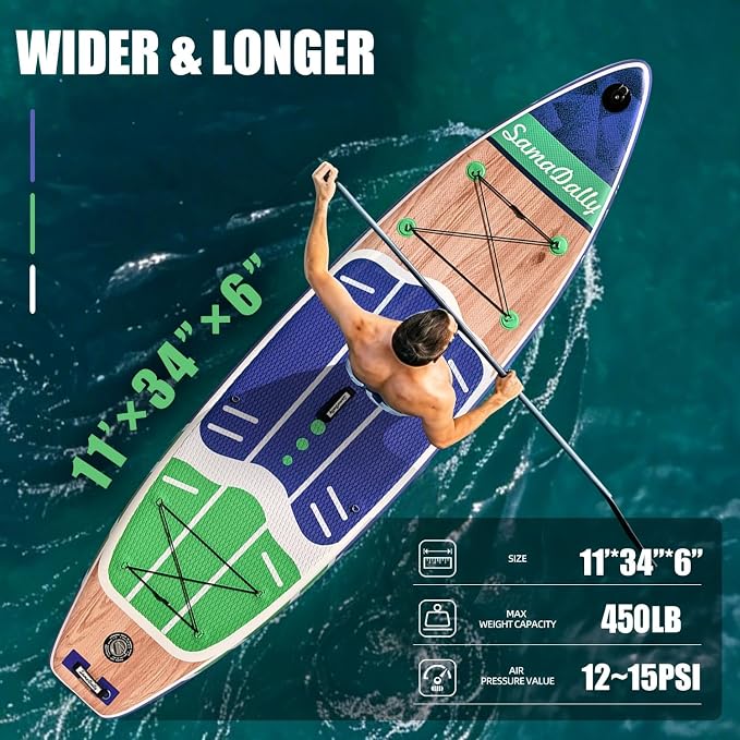 Inflatable Stand Up Paddle Board - Ultra Stable Wide Paddle Boards of All Skill Levels, Full-Color Gradient Design, Anti-Slip EVA Deck with Premium Accessories