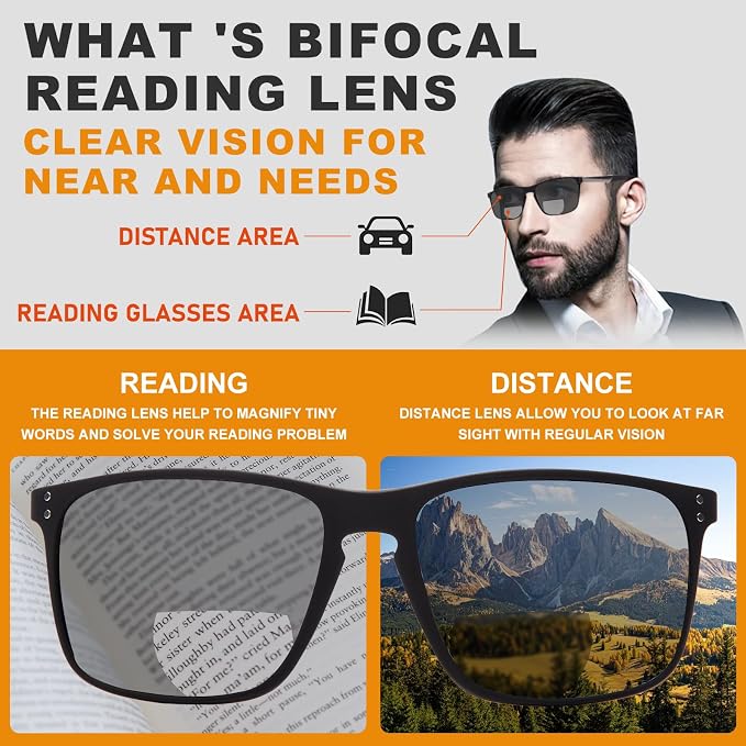 JO Bifocal Reading Glasses Sunglasses 2 Pack - UV400 Protection Fashion Bifocal Sun Reader for Men
