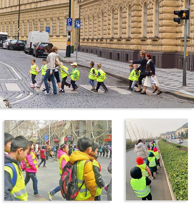 AIEOE Kids High Visibility Safety Vest Reflective Running Lightweight Traffic Walking Breathable Construction Vest