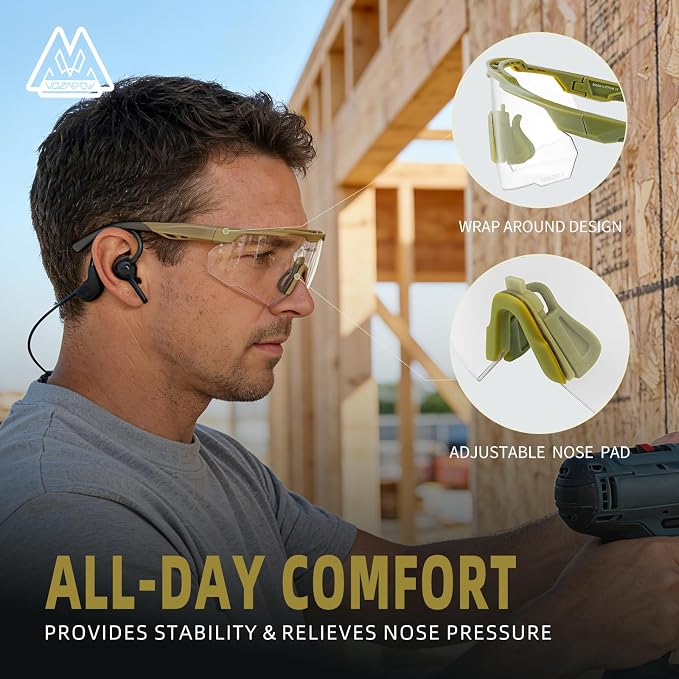 Shooting Glasses Anti Fog with High Definition Lenses, ANSI Z87+ Certified Tactical Safety Glasses for Men Women