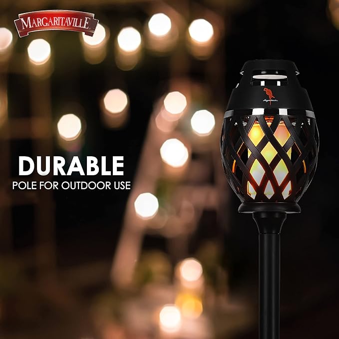 Margaritaville Tiki Torch - Waterproof Bluetooth Speaker, Portable Party Speaker with Flickering LED Lights, Perfect for Travel, Parties, Yards, and Pools 1 Pack