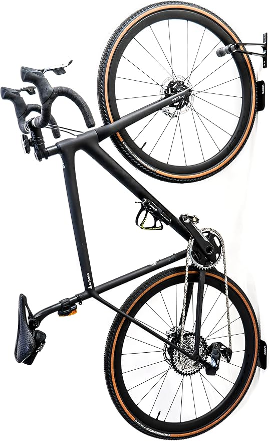 LEZYNE CNC Alloy Wheel Hook | Versatile Durable Aluminum Bicycle Wall Mount with 2 Tire Plates | Holds Up to 70lbs | Vertical 3-Piece Storage System, Mounting Hardware Included | bike-racks
