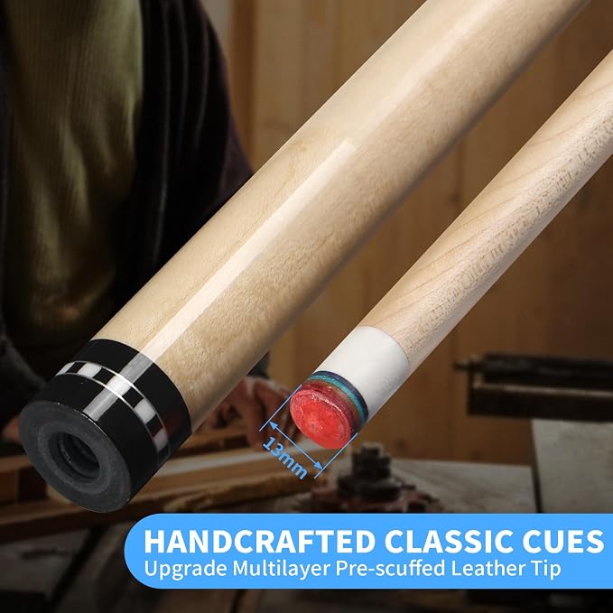 Kmise Professional Pool Cue Stick, 18 19 20oz Canadian Maple Cue Sticks, Low Deflection Shaft with Telescopic Extension Cue