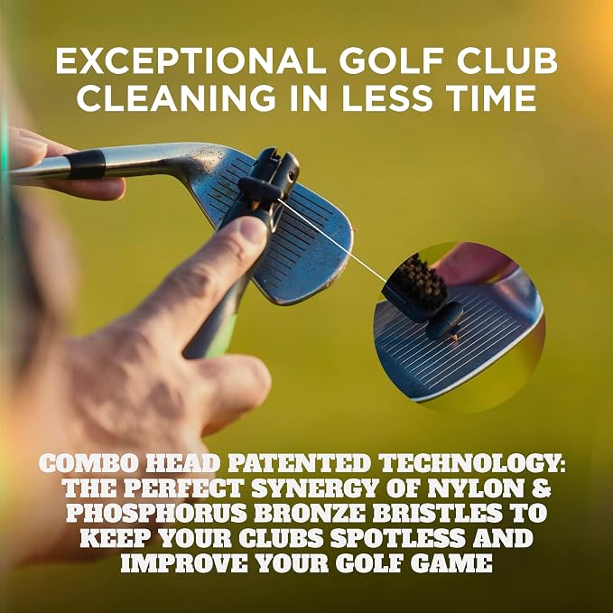Frogger BrushPro Golf Club Cleaner with Ergonomic Grip and 2.5 ft. Retractable Cord - Sturdy Golf Club Brush and Groove Cleaner for Golfers