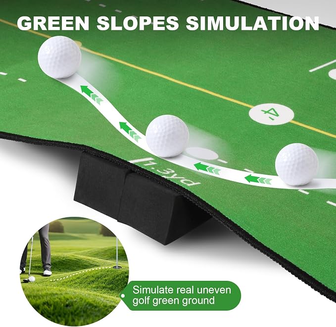 Golf Practice Mat with Alignment Mirror - 20 in X 120in Golf Putting Mat Training Aid Mat, Anti-Slip Backing Golf Putting Green for Indoor/Outdoor