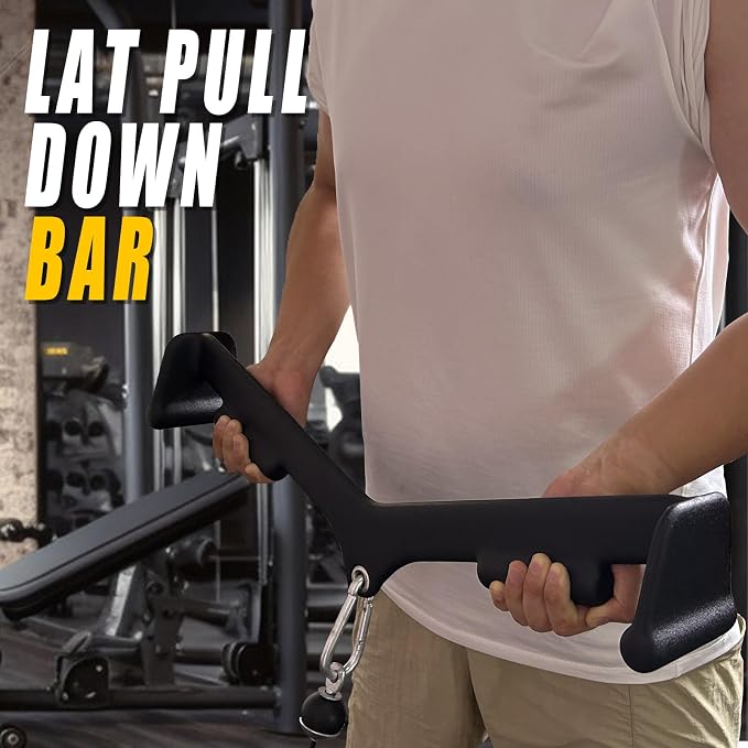 BLUSLM Lat Pull Down Bar T bar Row Attachment, V Bar Tricep Lat Pulldown Attachments, Back Strength Training Bar for Home Gym Exercise Cable Machine Attachments