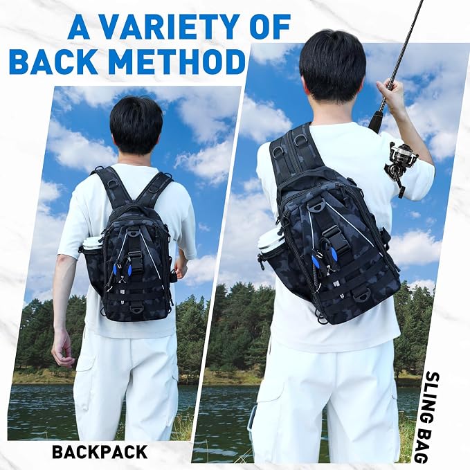 Soulchen 255 Pcs Fishing Backpack with Tackle Boxes and Gears Tackle Sling Bag Backpack with Fishing Hooks, Lures, Pliers, Lip Gripper, Hook Remover, Fish Gifts for Men