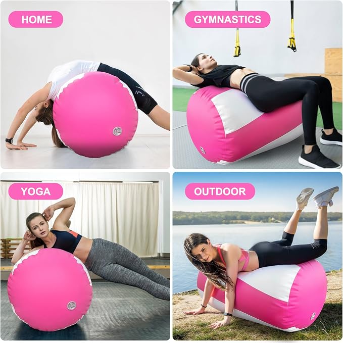 AWSUM Gymnastics Air Barrel, 47.3" x 31.5" Inflatable Tumbling Barrel Backhandspring Training Barrel Air Roller for Back-bend Handstand Cheerleading Yoga Home Gym(No Pump)