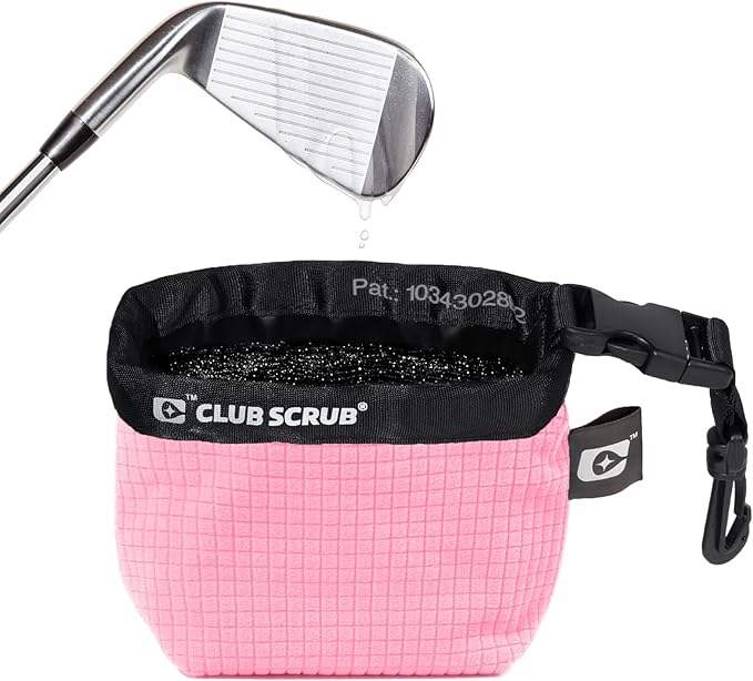 Club Scrub Golf Club and Golf Ball Cleaning Bag, Waterproof Clean Face Technology Liner, Detachable Clip, Machine Washable, Cleans Club Grooves, Dry Exterior (Neoprene or Microfiber Option Available)